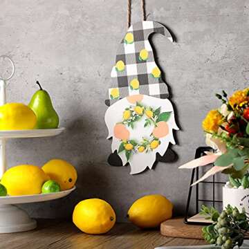 Jetec Lemon Gnome Door Sign - Perfect for Summer Decor