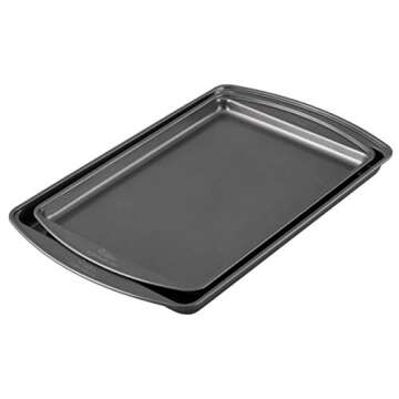 Wilton Perfect Results Premium Non-Stick Bakeware Cookie Baking Sheets Set, 2-Piece, Steel
