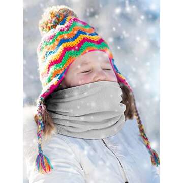4 Pieces Kids Snood Winter Neck Warmers Fleece Gaiter Windproof Cuellos Cover (Coffee, Black, Light ...