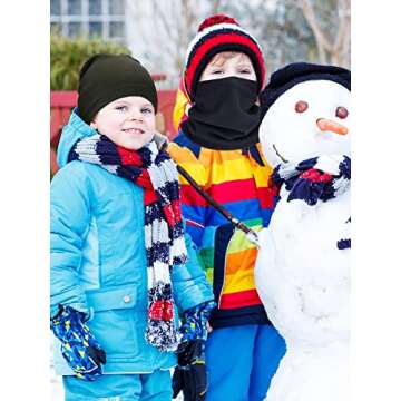 4 Pieces Kids Snood Winter Neck Warmers Fleece Gaiter Windproof Cuellos Cover (Coffee, Black, Light Grey, Army Green)