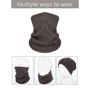 4 Pieces Kids Snood Winter Neck Warmers Fleece Gaiter Windproof Cuellos Cover (Coffee, Black, Light Grey, Army Green)