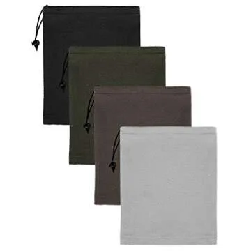 4 Pieces Kids Snood Winter Neck Warmers Fleece Gaiter Windproof Cuellos Cover (Coffee, Black, Light Grey, Army Green)