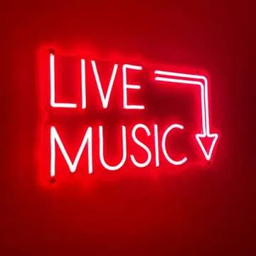 Music Live Led Neon Signs - Handcrafted Led Signs 17 * 11 inches - Wall Decor Led Light For Nightclub,Bar or Bedroom,Music Stadio
