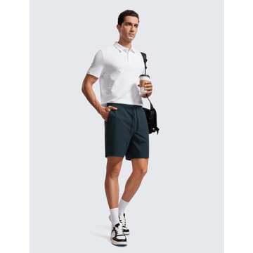 CRZ YOGA Men's Four-Way Stretch Workout Shorts - 7'' Soft Durable for Casual Athletic with Pockets T...