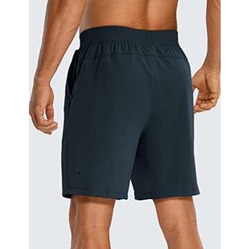CRZ YOGA Men's Four-Way Stretch Workout Shorts - 7'' Soft Durable for Casual Athletic with Pockets True Navy Large