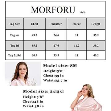 MORFORU Women Bride Bridesmaid Silky Satin Kimono Robe Solid Color Sleepwear for Wedding Party Getting Ready, Short (Light blue, Tag S/M)