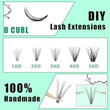 Bodermincer 10D/20D/30D/40D/50D Cluster to Choose Large Tray 240pcs D Curl Individual Cluster Eyelashes False Eyelashes Extension Individual Eyelash Bunche Lash Cluster DIY at Home (20D-14mm)