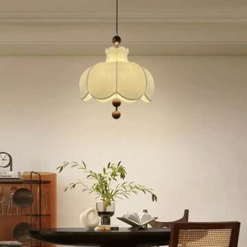PEYNIR American Vintage Fabric Pendant Light 15.7in for Rustic Charm in Any Room