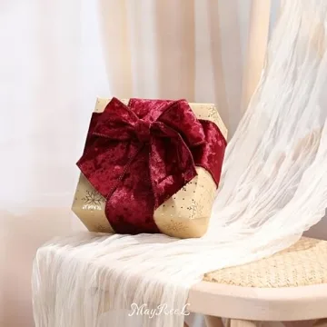 MAYREEL Burgundy Christmas Velvet Ribbon Wired 2.5" x 10 Yards Crushed Velvet Wired Ribbon Burgundy Christmas Decorations Maroon Ribbon for Gift Wrapping Wreath Tree Topper Bow Making Crafts