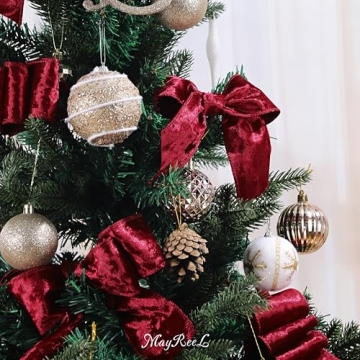 MAYREEL Burgundy Christmas Velvet Ribbon Wired 2.5" x 10 Yards Crushed Velvet Wired Ribbon Burgundy Christmas Decorations Maroon Ribbon for Gift Wrapping Wreath Tree Topper Bow Making Crafts