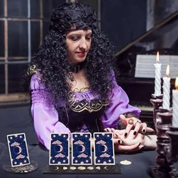 Queekay Wooden Tarot Card Stand Holder 4 Pieces Moon Phase Tarot Card Altar Stand Sun Moth Pattern Tarot Card Holder Stand Rectangle Moon Shape Display Wooden Card Stand Oracle Witch Divination Tools