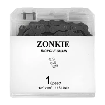 Single-Speed Bicycle Chain, 1-Speed Bike Chain, Multicolour, 1/2 x 1/8 Inch, 116 Links (116L, Black, 1)