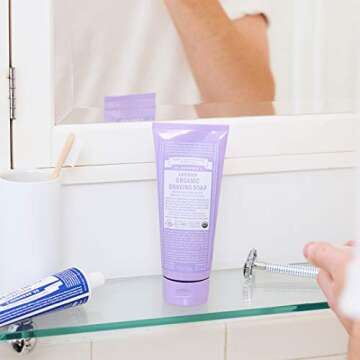 Dr. Bronner's - Organic Shaving Soap (Lavender, 7 Ounce) - Certified Organic, Sugar and Shikakai Powder, Soothes and Moisturizes for Close Comfortable Shave, Use on Face, Underarms and Legs
