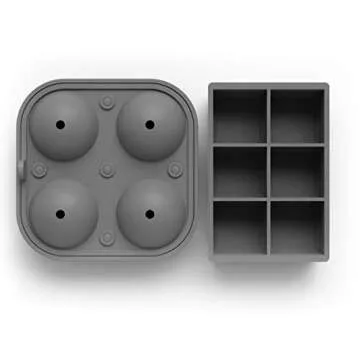 glacio Ball Ice Cube Tray and Big Ice Cube Molds for Whiskey, Slow-Melting, 100% Silicone, No-Plastic, Easy Release, Ideal for Gifting and Elevating Cocktails