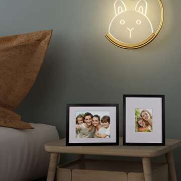 Egofine 11x14 Picture Frames Made of Solid Wood 4 PCS Black Covered by Plexiglass - for Table Top and Wall Mounting for Pictures 8x10 / 5x7 with Mat Horizontally or Vertically Display Photo Frame