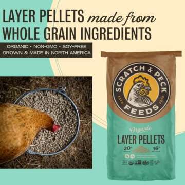 Scratch and Peck Whole Grain Layer Pellets Chicken and Duck Feed - Corn-Free and Soy-Free - 16% Protein, Certified Organic and Non-GMO Project Verified Chicken Food - 25 lbs Bag