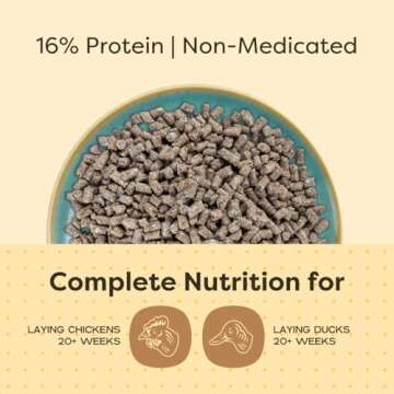 Scratch and Peck Whole Grain Layer Pellets Chicken and Duck Feed - Corn-Free and Soy-Free - 16% Protein, Certified Organic and Non-GMO Project Verified Chicken Food - 25 lbs Bag