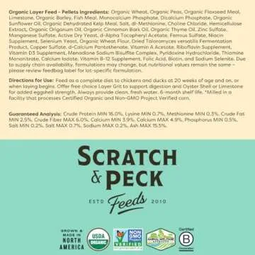 Scratch and Peck Whole Grain Layer Pellets Chicken and Duck Feed - Corn-Free and Soy-Free - 16% Protein, Certified Organic and Non-GMO Project Verified Chicken Food - 25 lbs Bag