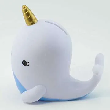 Alpen Glow Products Narwhal Coin Bank (Coin Holder) (Narwhal Shaped Piggy Bank) (Plastic Narwhal for Storing Money, Coins, Miz)(1 Narwhal per Pack)
