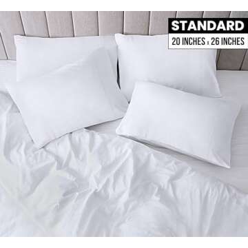 Utopia Bedding Standard Pillow Cases - Pack of 4 - Envelope Closure - Soft Brushed Microfiber Fabric...