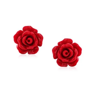 Elegant Red Rose Stud Earrings for Women - Perfect Gift