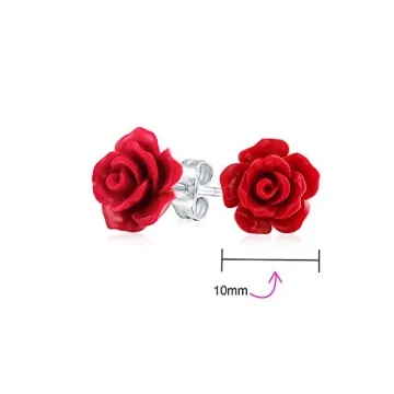 Elegant Red Rose Stud Earrings for Women - Perfect Gift