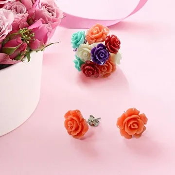 Elegant Red Rose Stud Earrings for Women - Perfect Gift