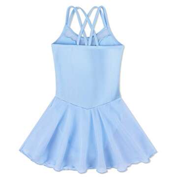 BAOHULU Girl's Ballet Dance Leotards Camisole Tutu Skirted Dress Ballerina Dancewear B186_Blue_M