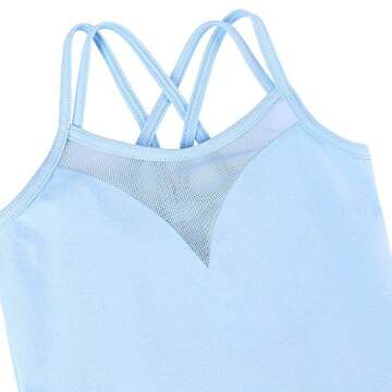 BAOHULU Girl's Ballet Dance Leotards Camisole Tutu Skirted Dress Ballerina Dancewear B186_Blue_M