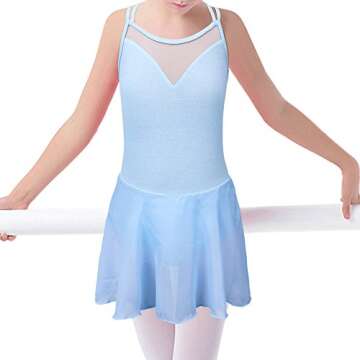 BAOHULU Girl's Ballet Dance Leotards Camisole Tutu Skirted Dress Ballerina Dancewear B186_Blue_M