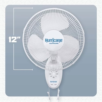 Hurricane Supreme 12" Oscillating Wall Mount Fan for Maximum Comfort
