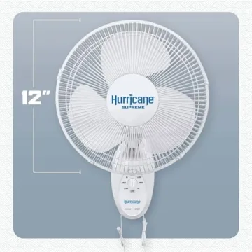 Hurricane Supreme 12" Oscillating Wall Mount Fan for Maximum Comfort