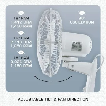Hurricane Supreme 12" Oscillating Wall Mount Fan for Maximum Comfort