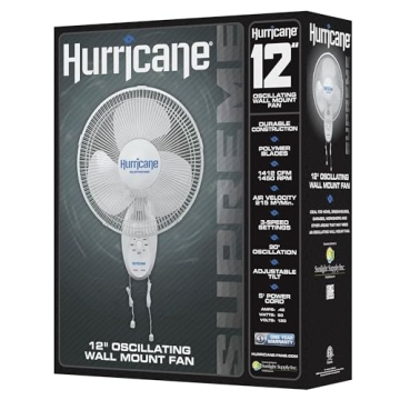 Hurricane Supreme 12" Oscillating Wall Mount Fan for Maximum Comfort