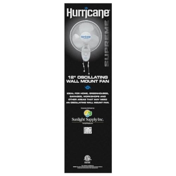 Hurricane Supreme 12" Oscillating Wall Mount Fan for Maximum Comfort