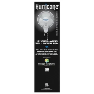 Hurricane Supreme 12" Oscillating Wall Mount Fan for Maximum Comfort