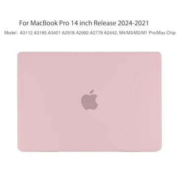 EooCoo Case Compatible with MacBook Pro 14 inch 2025 2024-2021 M4 M3 M2 M1 Pro Max Chip, Hard Shell Cases with Keyboard Cover, Screen Protector - Pink