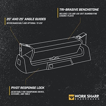Work Sharp Benchstone Knife Sharpener 3 Sided Efficiently Sharpens Blades