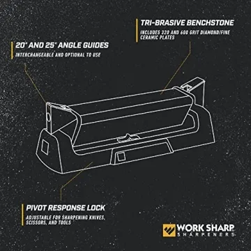 Work Sharp Benchstone Knife Sharpener 3 Sided Efficiently Sharpens Blades