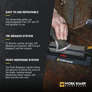 Work Sharp Benchstone Knife Sharpener 3 Sided Efficiently Sharpens Blades