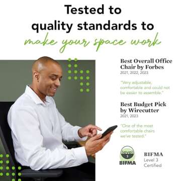 HON Office Desk Chair Ignition 2.0 - Ergonomic Desk Chair, Home Office Chairs, Adjustable Lumbar & Armrests, Seat-Slide, Back Support, Cushion, Swivel Wheels, Black