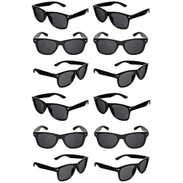 TheGag Black Sunglasses Bulk Party Favors 12 Pack Retro Black Sunglasses for Weddings, Graduations a...
