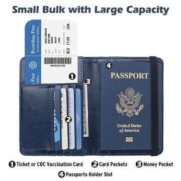 Coowayze Passport Holder Wallet for Travel Men Women RFID US Passport Cover Case, Waterproof Leather Passport Book Protector with Vaccine Card Slot Travel Document Organizer