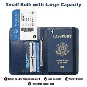 Coowayze Passport Holder Wallet for Travel Men Women RFID US Passport Cover Case, Waterproof Leather Passport Book Protector with Vaccine Card Slot Travel Document Organizer