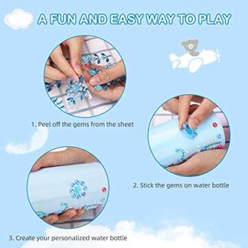 Pakoo Gifts for Girls, Decorate Your Water Bottle with Tons of Rhinestone Glitter Gem Stickers - DIY Craft Kit for Girls Age 5 6 7 8 9 10 11 12 - 17 OZ BPA Free Stainless Steel Insulated Kids Mugs
