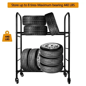 ExGizmo Adjustable Mobile Tire Rack Heavy Duty Steel Storage