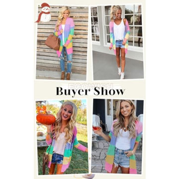 Vibrant ECOWISH Striped Kimono Cardigan for Women
