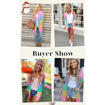 Vibrant ECOWISH Striped Kimono Cardigan for Women