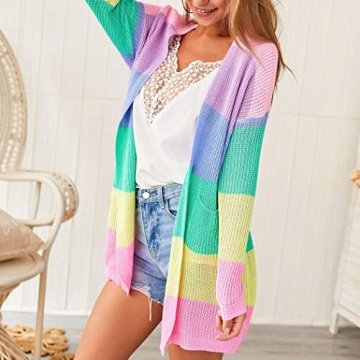 Vibrant ECOWISH Striped Kimono Cardigan for Women