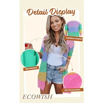 Vibrant ECOWISH Striped Kimono Cardigan for Women